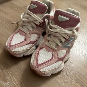 New Balance Kids' Pink and Cream Sneakers